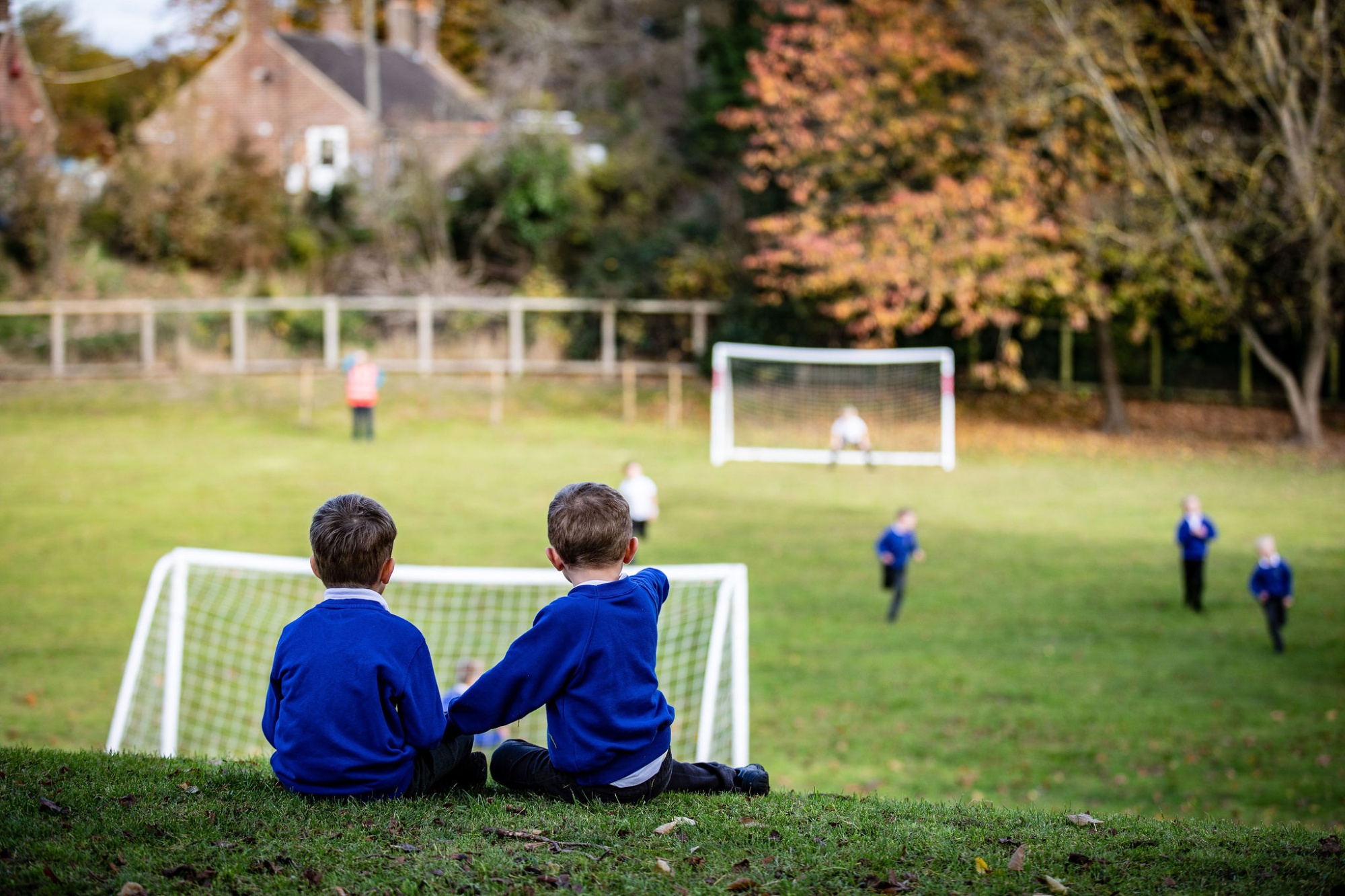 Children playing on the school field